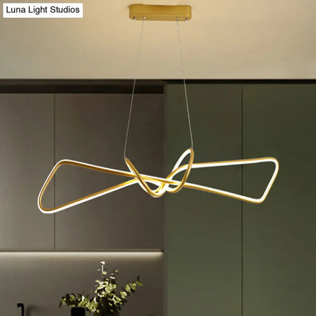 Contemporary Metal Dining Room Hanging Light Kit With Bowtie Led Island Lighting