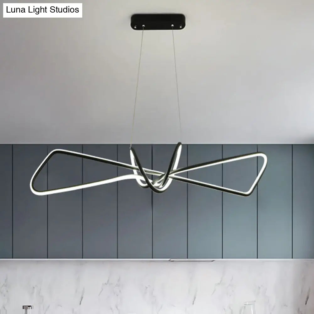 Contemporary Metal Dining Room Hanging Light Kit With Bowtie Led Island Lighting
