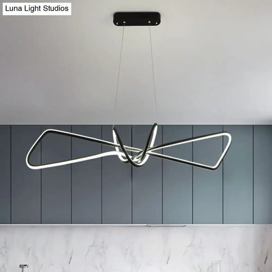 Contemporary Metal Dining Room Hanging Light Kit With Bowtie Led Island Lighting