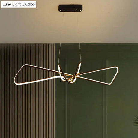 Contemporary Metal Dining Room Hanging Light Kit With Bowtie Led Island Lighting