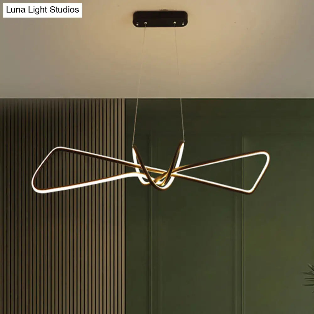 Contemporary Metal Dining Room Hanging Light Kit With Bowtie Led Island Lighting