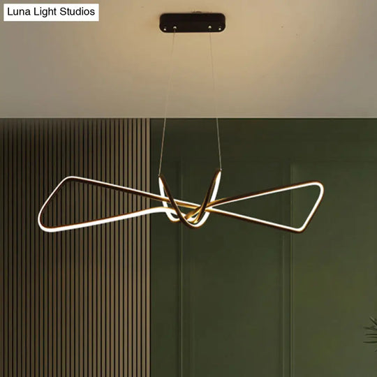 Contemporary Metal Dining Room Hanging Light Kit With Bowtie Led Island Lighting