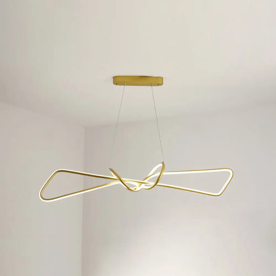 Contemporary Metal Dining Room Hanging Light Kit With Bowtie Led Island Lighting Gold / 32.5 White
