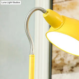Contemporary Metal Dome Shade Floor Lamp With Flexible Gooseneck Arm