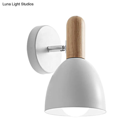 Contemporary Metal Dome Wall Sconce - 1 Head Black/Gray/White Light For Bedroom 5 W