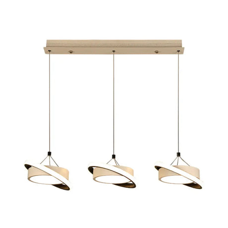 Contemporary Metal Drum Pendant Light With 3 Bulbs And Rotatable Ring In Warm/White