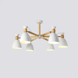 Contemporary Metal Flared Semi-Flush Mount Ceiling Light With Wood Arm - Ideal For Living Room 6 /