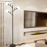 Contemporary Metal Floor Lamp - Tree-Like Design With 3 Bulbs Black/White Bedroom Lighting