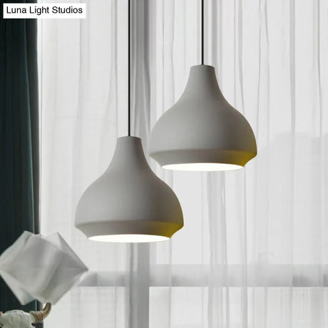 Contemporary Metal Gourd Pendant Ceiling Light - 1 Light - Grey/Black/Yellow