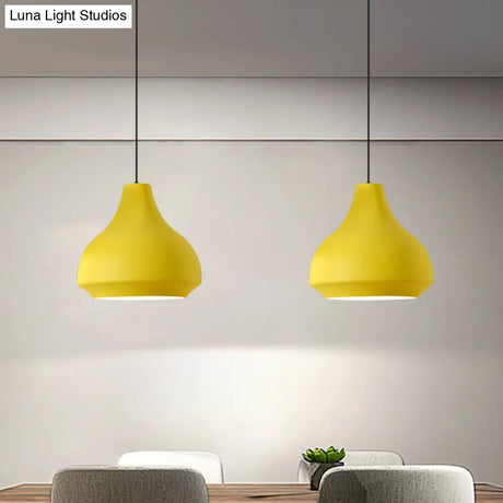 Contemporary Metal Gourd Pendant Ceiling Light - 1 Light - Grey/Black/Yellow