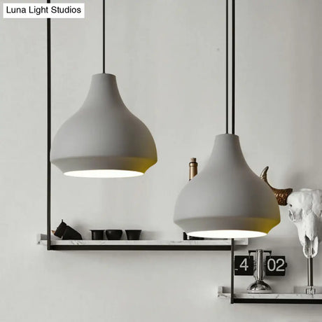 Contemporary Metal Gourd Pendant Ceiling Light - 1 Light - Grey/Black/Yellow