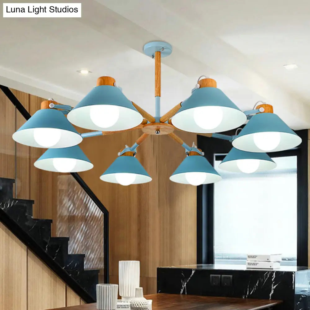 Contemporary Metal Hanging Chandelier With 8 Bulb Modern Coolie Shade - Perfect For Dining Room