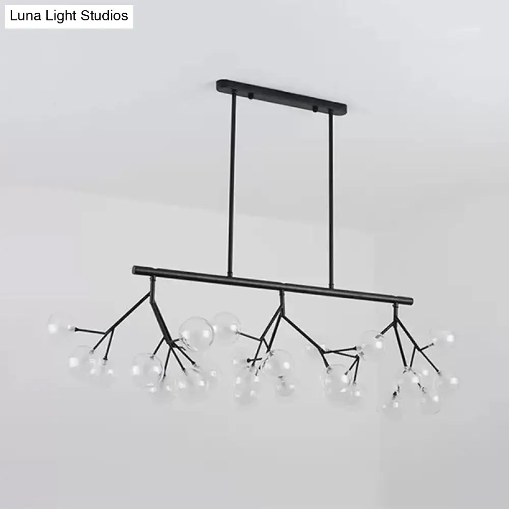 Contemporary Metal Hanging Chandelier With Black Finish - 27 Bubbles Island Lighting