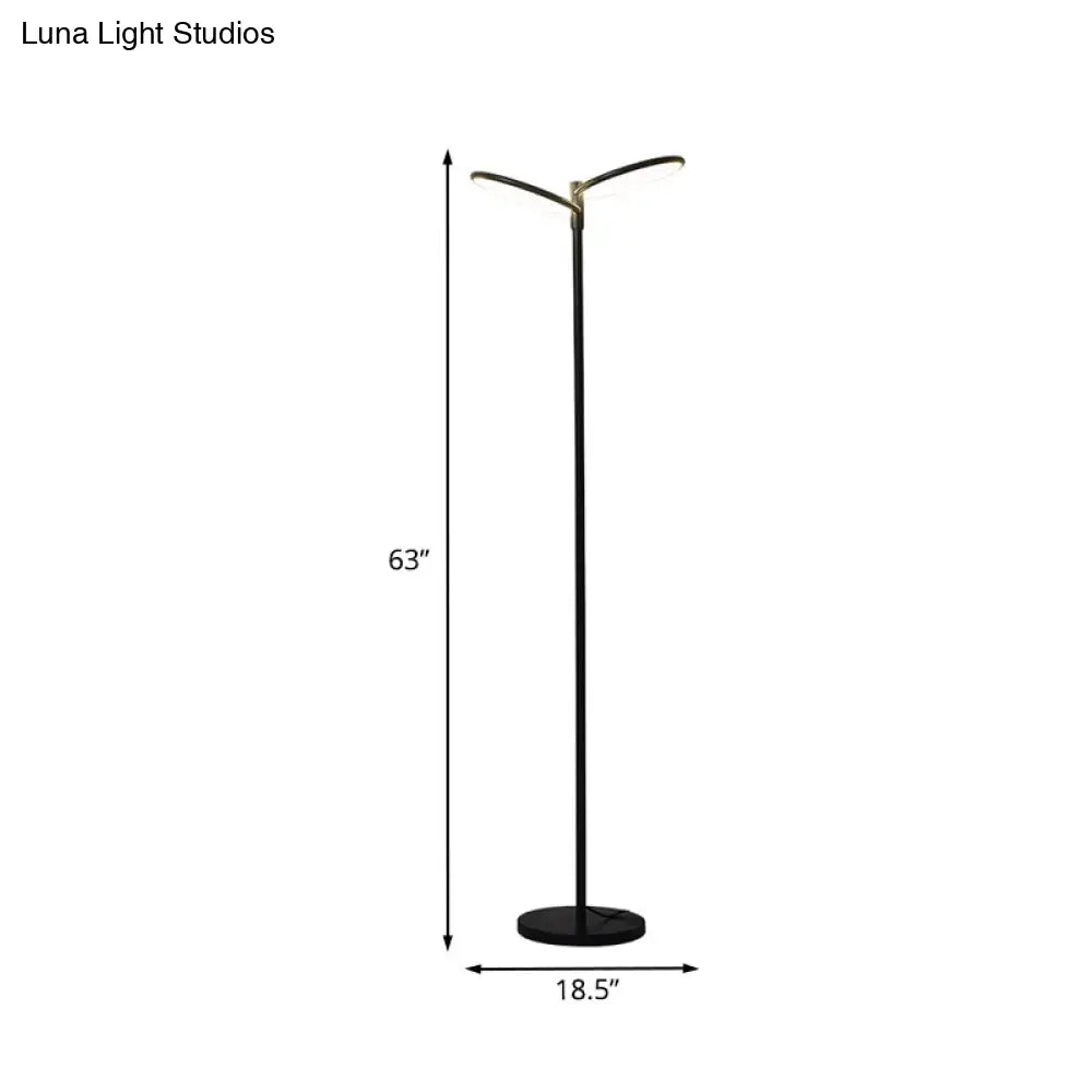 Contemporary Metal Led Floor Lamp - Stylish Black Standing Light For Bedside Reading