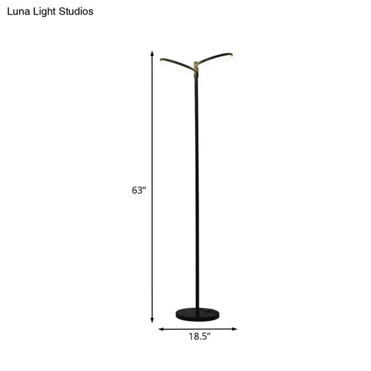 Contemporary Metal Led Floor Lamp - Stylish Black Standing Light For Bedside Reading