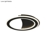 Contemporary Metal Led Flush Light With Halo Ring In Black/White - Warm/White Ceiling Mount Lamp
