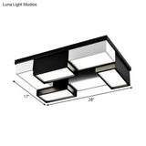 Contemporary Metal Led Flush Mount Light In Black And White For Living Room