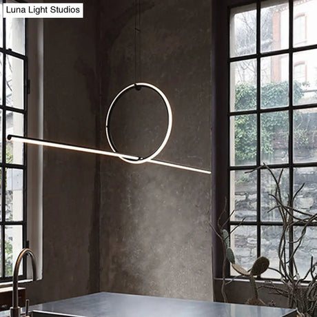 Contemporary Metal Led Hanging Pendant Light For Offices - Black