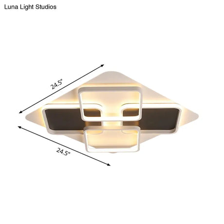 Contemporary Metal Led Multi Square Flush Mount Light In Black/White Warm/White Sizes: