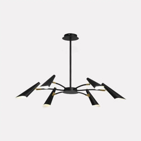 Contemporary Metal Pendant Chandelier - Spider Ceiling Lamp With 6/8 Black/White Lights 6 / Black