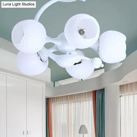 Contemporary Metal Pendant Light With Spherical Shade - 5 Bulbs White Ideal For Office Décor