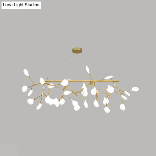Contemporary Metal Pendant Lighting With Round Canopy For Bedroom - Island Branch Design 36 / Gold