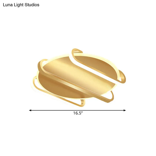 Contemporary Metal Round & Oval Flush Mount Lamp - 16.5’/20.5’ Led Gold Ceiling Warm/White Light