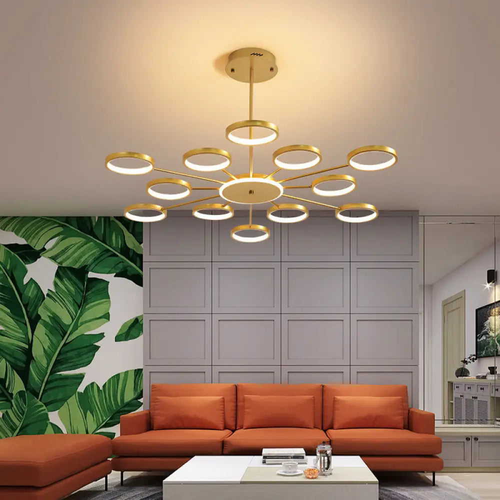 Contemporary Metal Starburst Chandelier: Elegant Hanging Lamp For Living Room Gold / 47.5 Third Gear