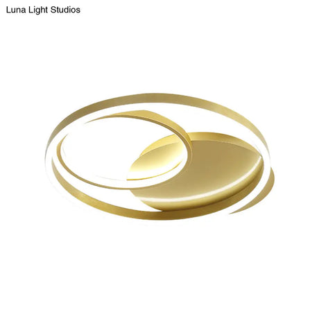 Contemporary Metallic Gold/Coffee Led Ceiling Light Fixture - Halo Ring Flush Mount Warm/White