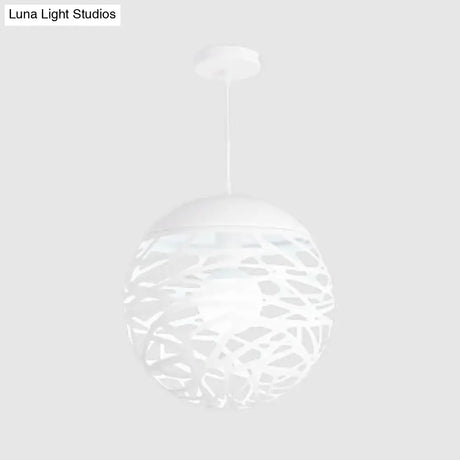 Contemporary Metallic Hollow Globe Pendant Light For Dining Table - 1 Hanging