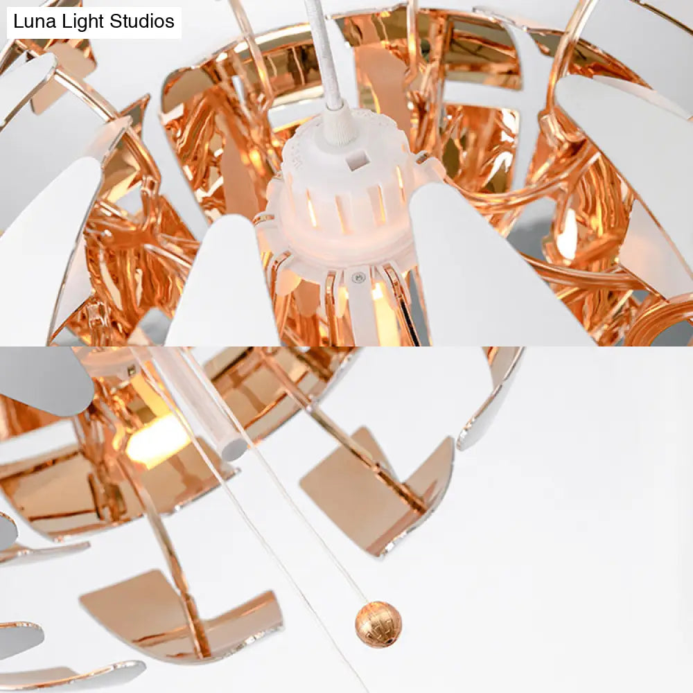 Contemporary Metallic Pendant Light In Green/Orange/White With Exploding Design