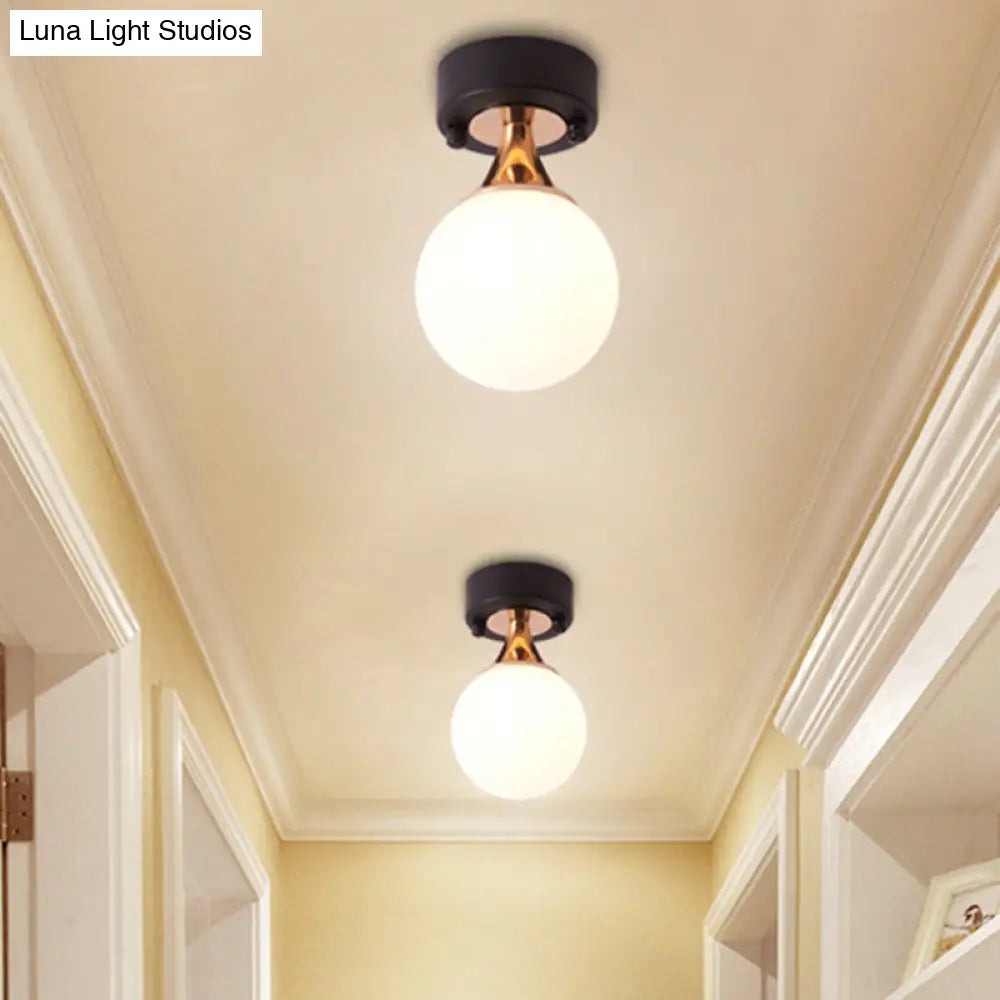 Contemporary Milk Glass Hallway Ceiling Light Fixture