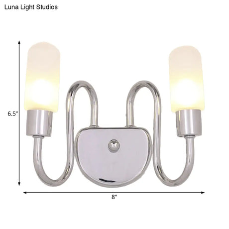 Contemporary Milk Glass Pill Sconce With Chrome Led Flush Mount - 2/3 Lights