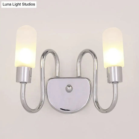 Contemporary Milk Glass Pill Sconce With Chrome Led Flush Mount - 2/3 Lights