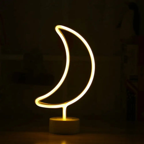 Contemporary Moon Shaped Led Table Lamp Battery Operated Plastic Night Light (White) White / Warm