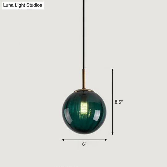 Contemporary Multi-Color Glass Ball Pendulum Light For Dining Table - 1 Head Ceiling Pendant