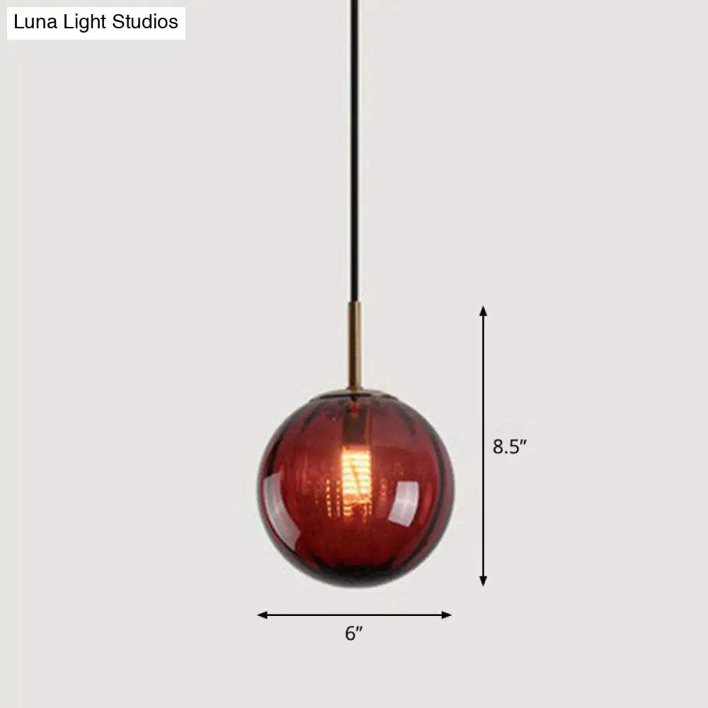 Contemporary Multi-Color Glass Ball Pendulum Pendant Light For Dining Table