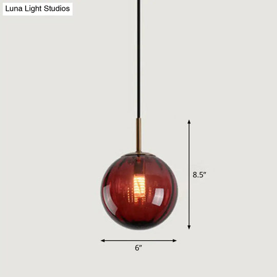 Contemporary Multi-Color Glass Ball Pendulum Pendant Light For Dining Table