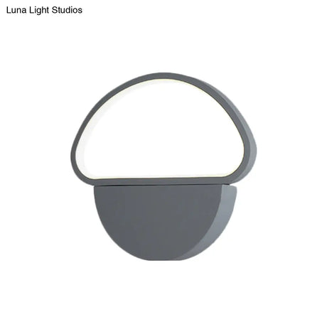 Contemporary Mushroom-Shaped Led Wall Lamp Sconce In Grey Acrylic For Bedroom Mounting