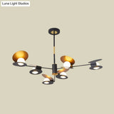 Contemporary Mussel-Shaped Ceiling Chandelier: 6/8-Bulb Living Room Suspension Lamp In Blue/Black &