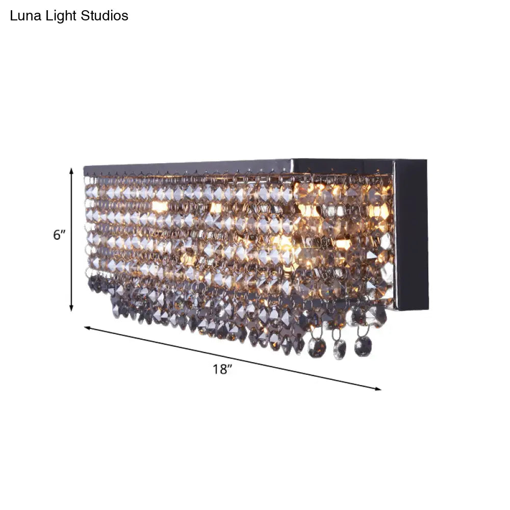 Contemporary Octagon Crystal Wall Light With Chrome Finish And 3/4 Bulbs