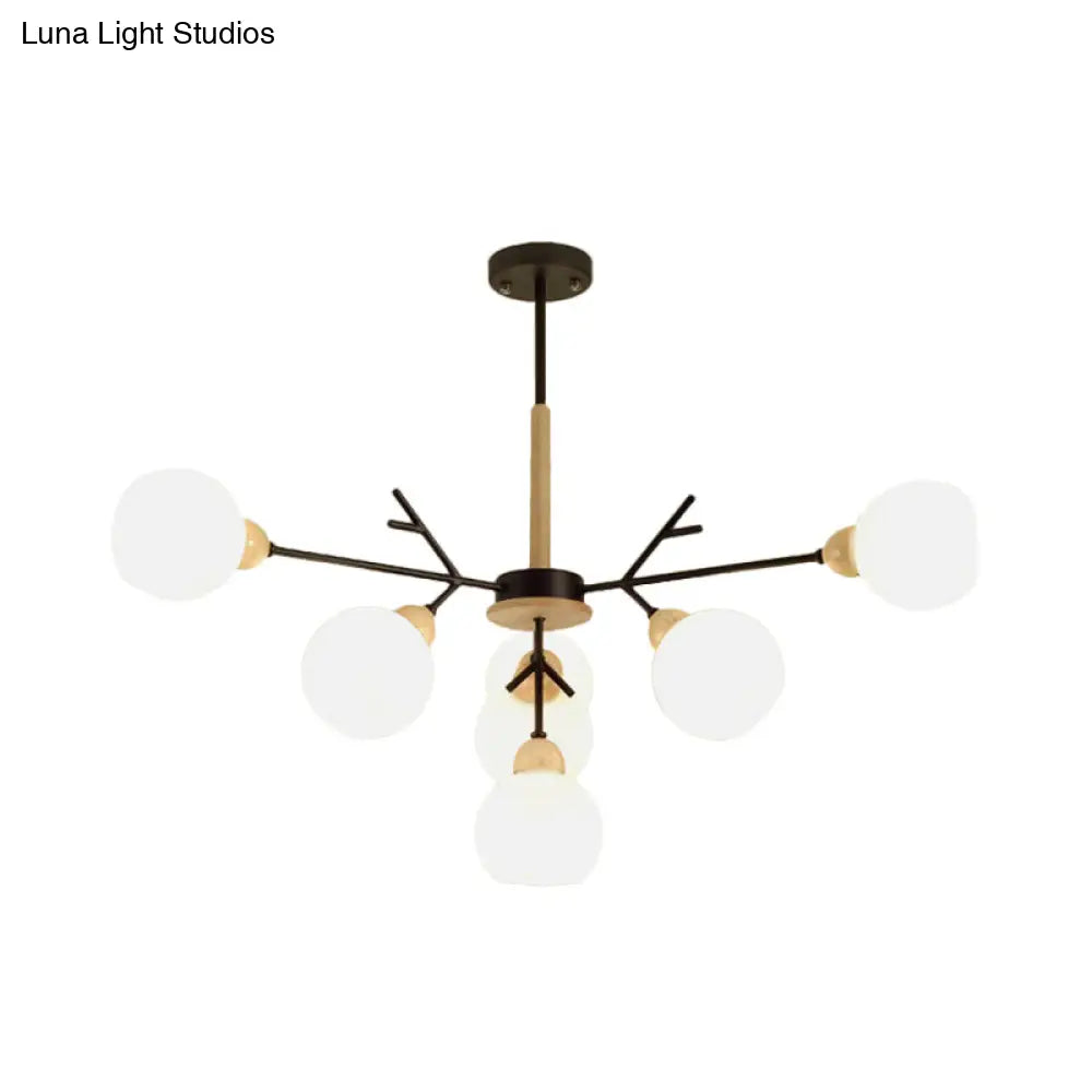 Contemporary Branch Chandelier With Opal Glass Shades - 7/13 Lights For Restaurant Ceiling