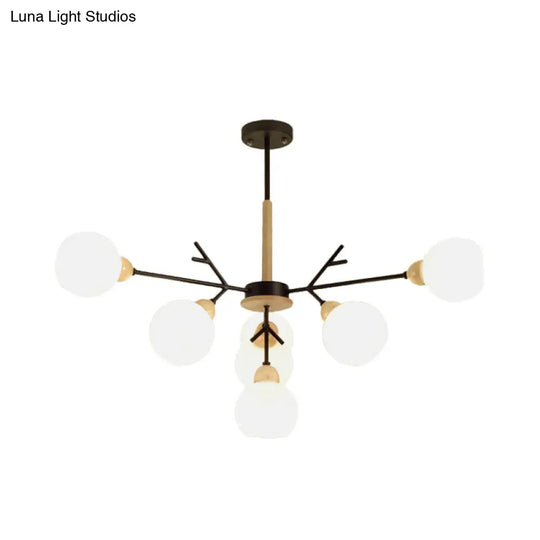 Contemporary Branch Chandelier With Opal Glass Shades - 7/13 Lights For Restaurant Ceiling