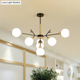 Contemporary Opal Glass Branch Chandelier - 7/13 Lights Pendant For Restaurants