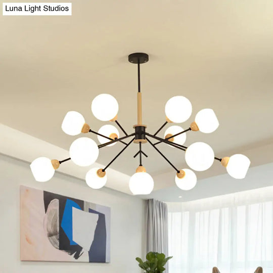 Contemporary Branch Chandelier With Opal Glass Shades - 7/13 Lights For Restaurant Ceiling