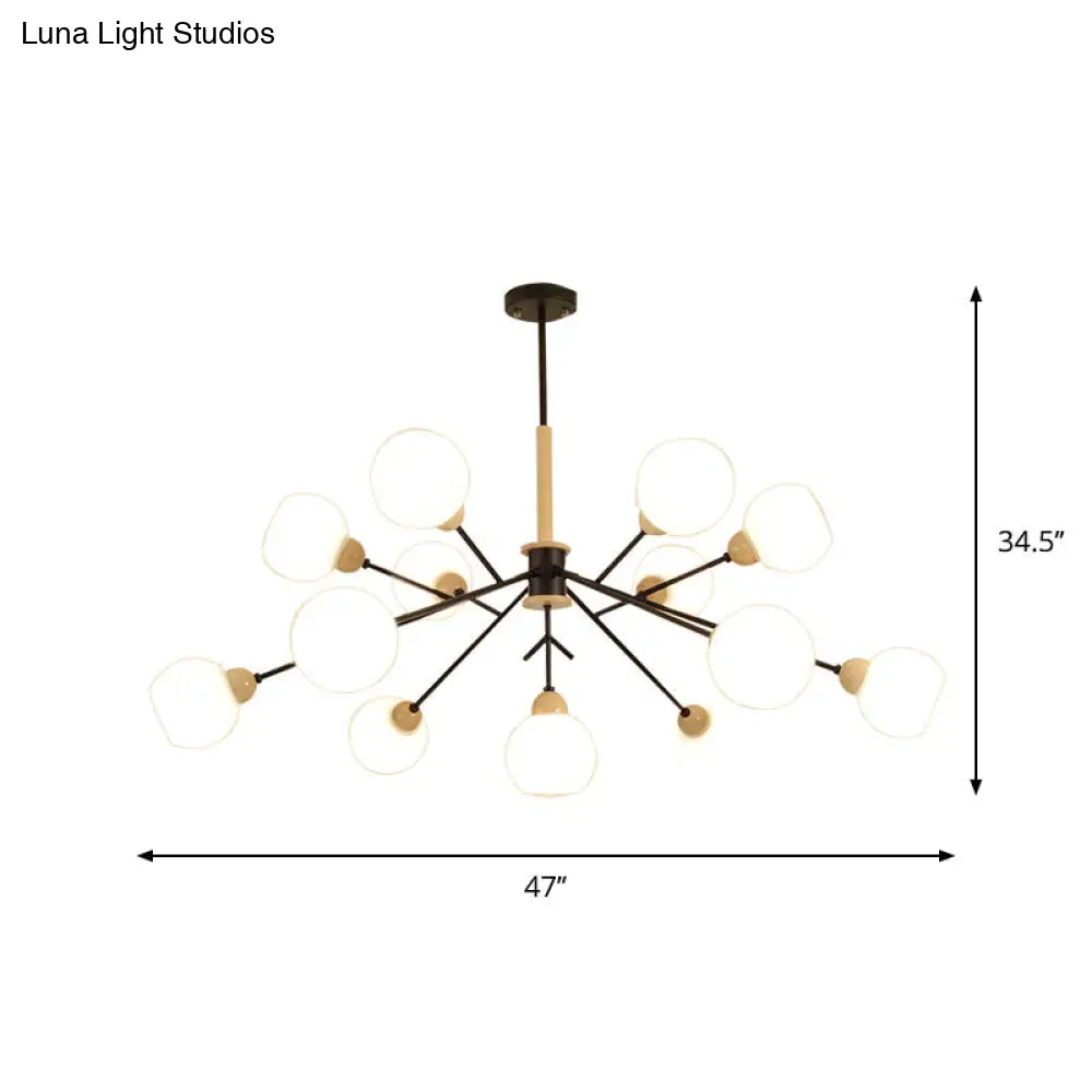 Contemporary Branch Chandelier With Opal Glass Shades - 7/13 Lights For Restaurant Ceiling