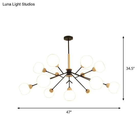 Contemporary Branch Chandelier With Opal Glass Shades - 7/13 Lights For Restaurant Ceiling