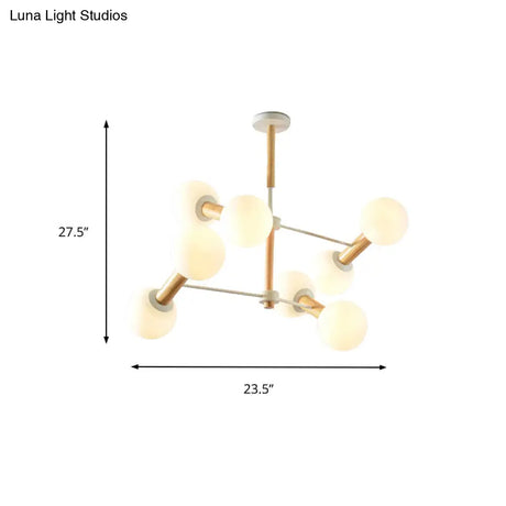 Contemporary Opal Glass Sphere Chandelier Multi-Head Pendant Lighting For Study Room