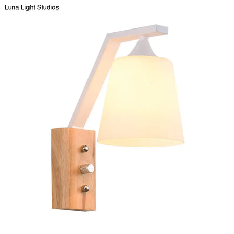 Contemporary Opal Glass Wall Sconce Light For Stair Corridors - 1 Head Bucket Shade