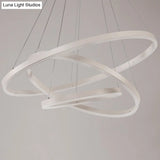 Contemporary Orbicular Metal Led Ceiling Pendant Light In White